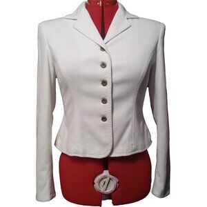 Jones New York Petite White Stretch Waffle Weave Blazer Jacket US 4P